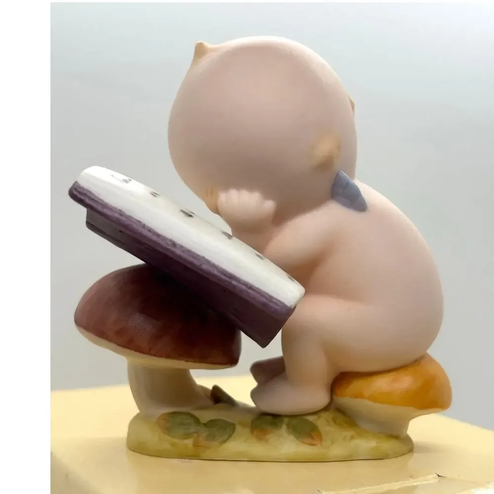 VTG Kato Kogei Rose O'Neill Monthly Kewpie Doll w/Book Sitting on Mushrooms, Box